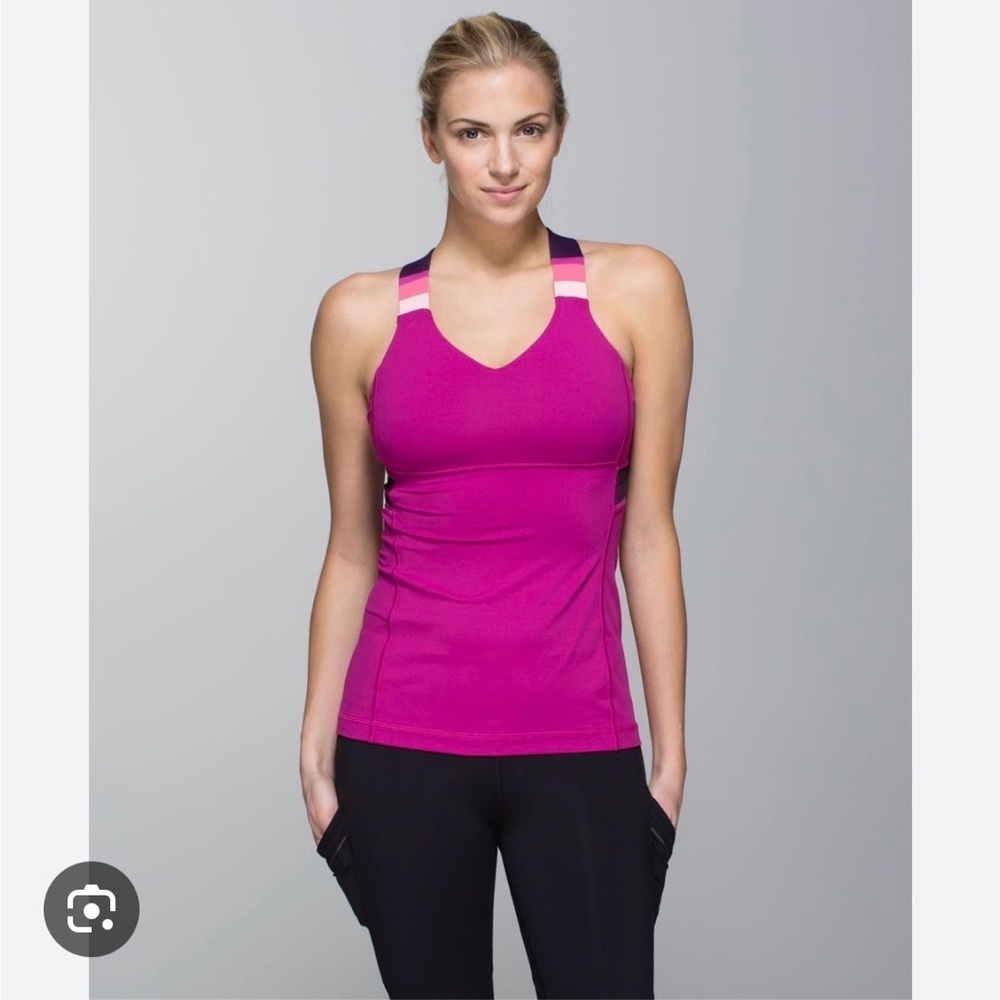 Lululemon Push Ur Limits Tank - Raspberry / Assorted Stripe.